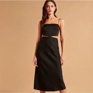 Abercrombie black midi dress side cut outs size S petite new with tags